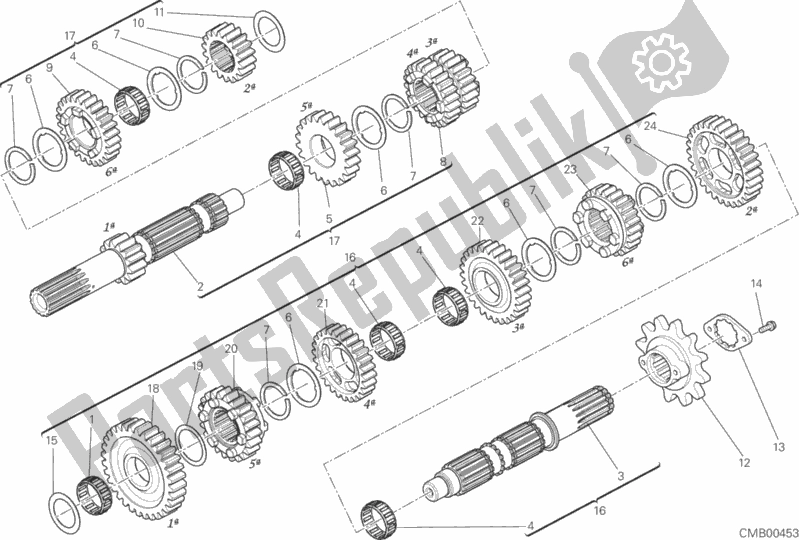 All parts for the Gear Box of the Ducati Scrambler Classic Thailand USA 803 2016